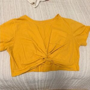 Women's Mustard Twist-Front Crop Top - Unbranded
